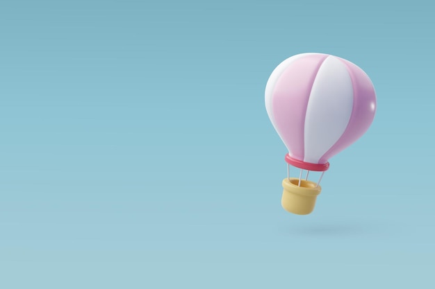 3d Vector Hot Air Balloon Anniversary Valentine's Day Concept