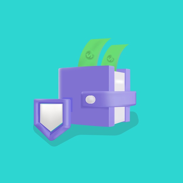 3d vector illustration money secure wallet icon