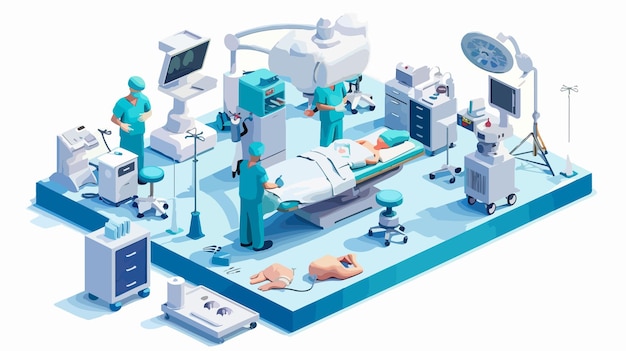 Vector 3d vector illustration of surgical procedure in operating room