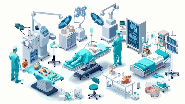 Vector 3d vector illustration of surgical procedure in operating room