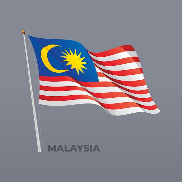 3D vector Malaysia national waving flag