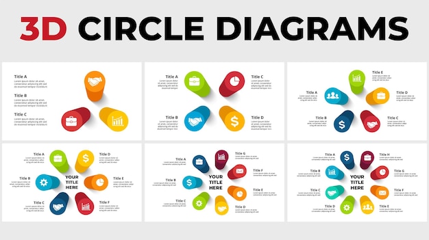 3D Vector Perspective Infographic Presentation slide template step options arrows Circle diagram