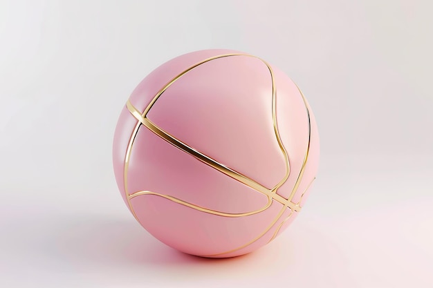 Vector 3d vector realistic pink and golden textured rubber basketball isolated design element on light