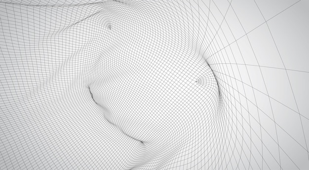 3d vector space from square polygonal meshes, abstract form on a white background