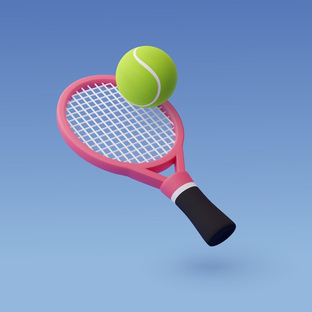 3d Vector Tennis Racket with Ball Sport and Game competition concept