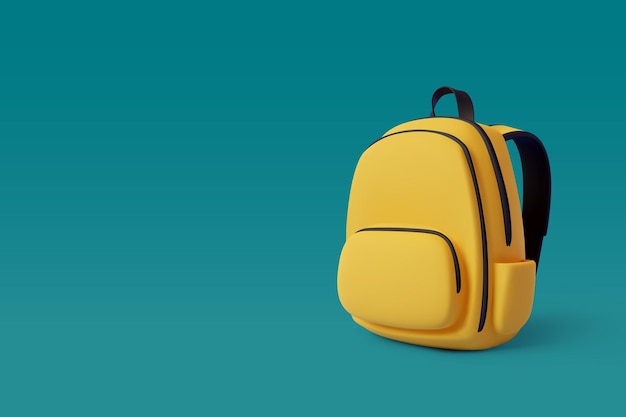 3d Vector of Yellow Backpack Back to school and education concept Eps 10 Vector