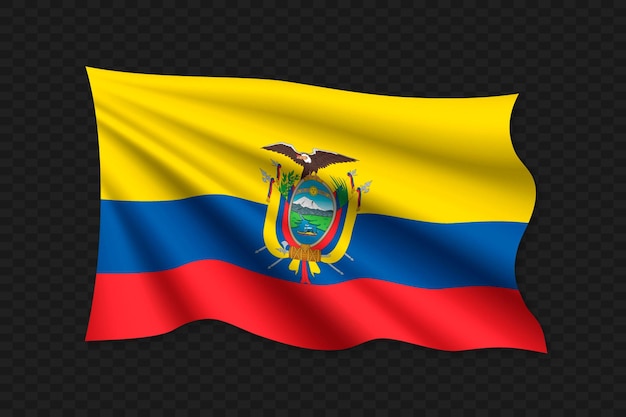 3D Waving Flag of Ecuador Vector illustration