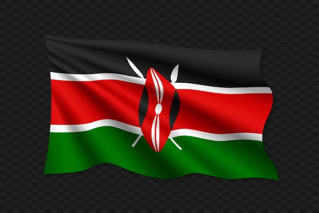 3D Waving Flag of Kenya Vector illustration