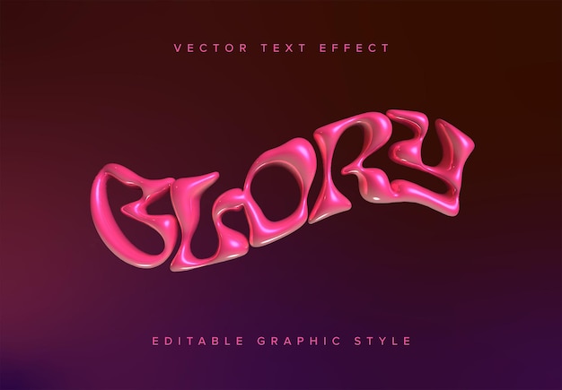 Vector 3d wavy text effect mockup