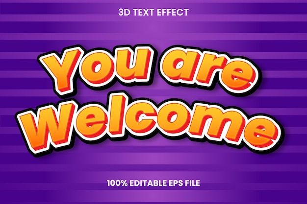 3D Welcome Banner Text Effect Design Template with fully editable funt