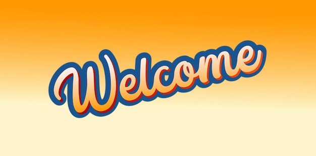 3D Welcome Sign, Banner Blue, Yellow Vector