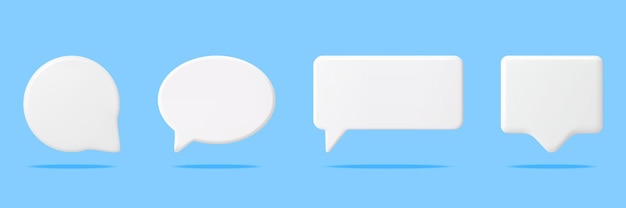 3D White Blank Speech Bubbles Set Isolated