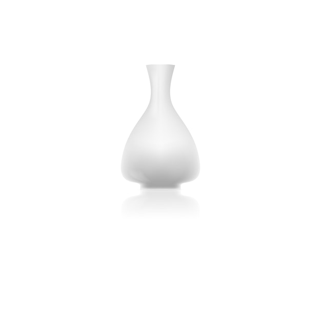 Vector 3d white ceramic vase modern porcelain pottery element for interior decorative design isolated