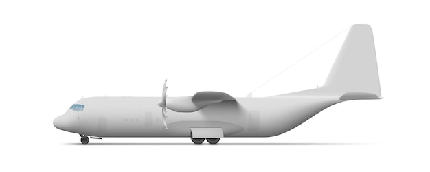 3D White Military Cargo Plane On Ground