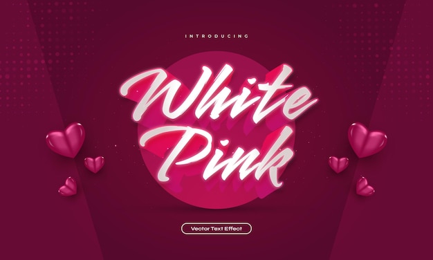 3D White and Pink Text Style with Luminous Effect