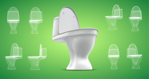 3d white toilet with cistern. ready element for the design