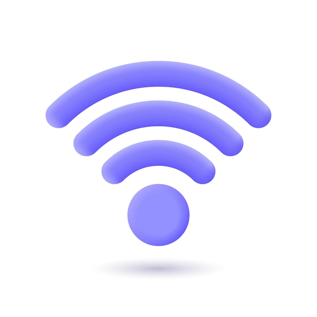 3D Wi Fi wireless network symbol isolated on white background. Vector Illustration