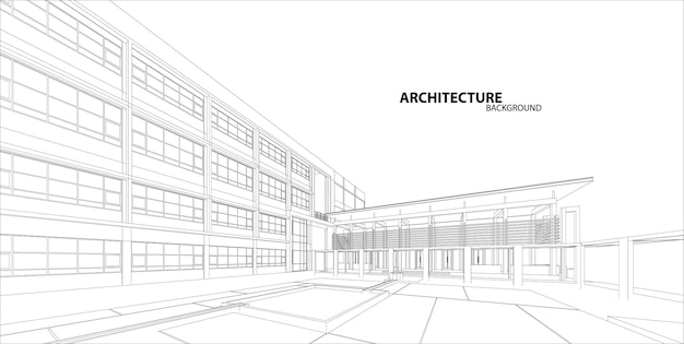 3d wireframe of building. sketch design.Vector