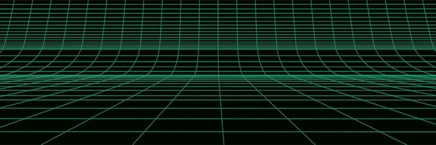 3D wireframe mesh on green background Abstract perspective grid Vector illustration