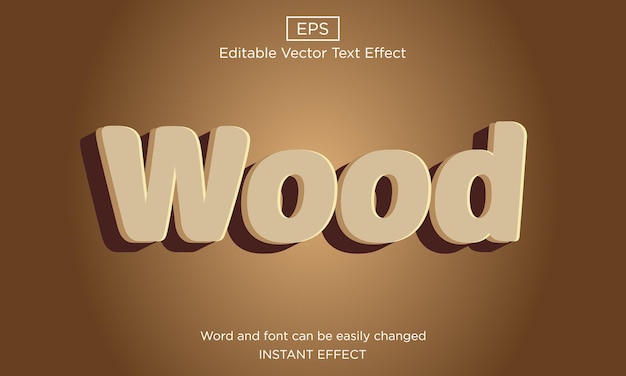 3d Wood editable text effect Premium Vector