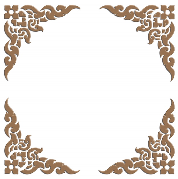 3D wooden carve of Thai pattern frame