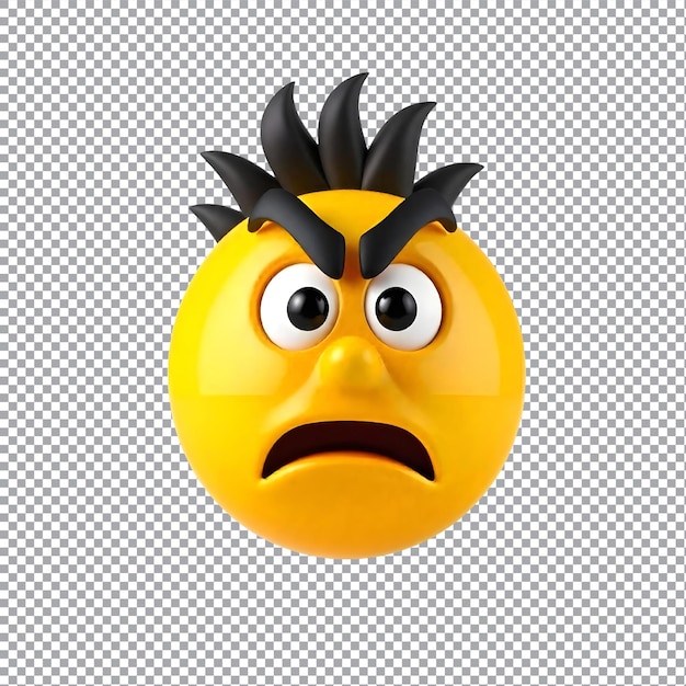 Vector 3d yellow angry emoji icon isolated on a transparent background