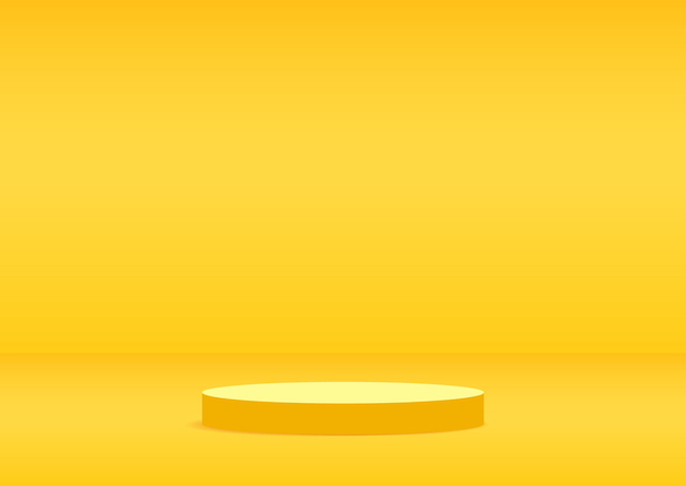 3D yellow cylinder podium product background