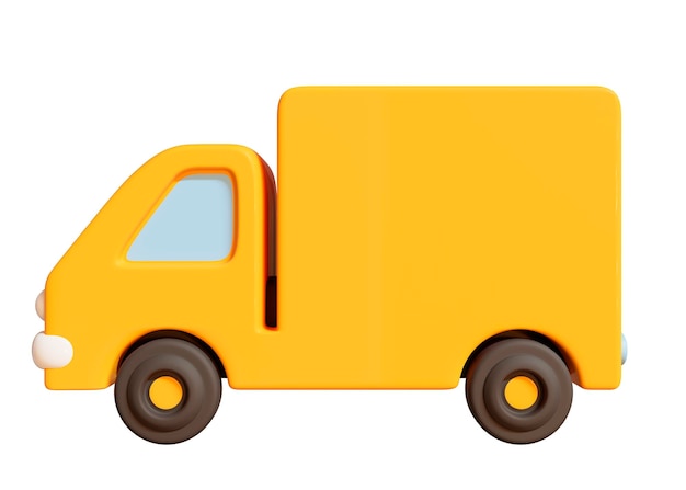 3d yellow delivery truck vector icon Side view Stock vector illustration on isolated background