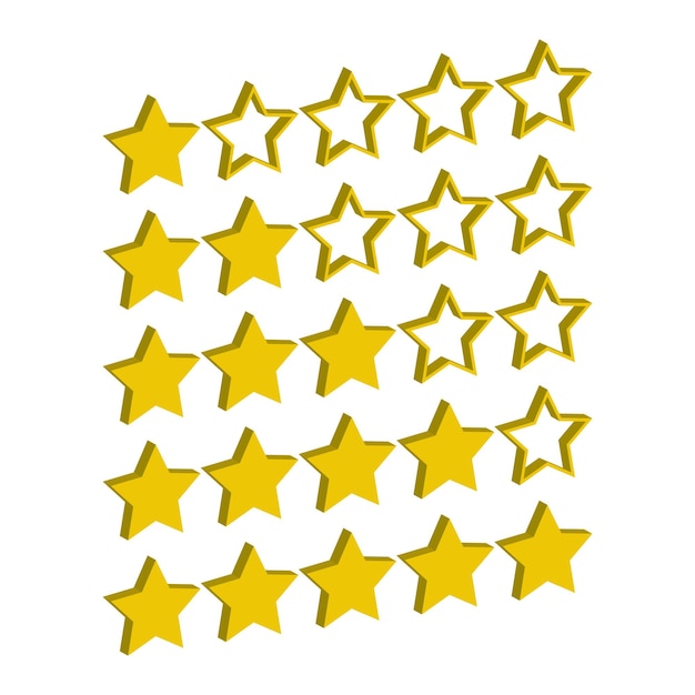 3d yellow gold review rating star set