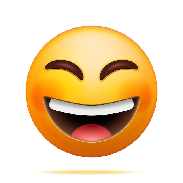 3D Yellow Laugh Emoticon with Tears