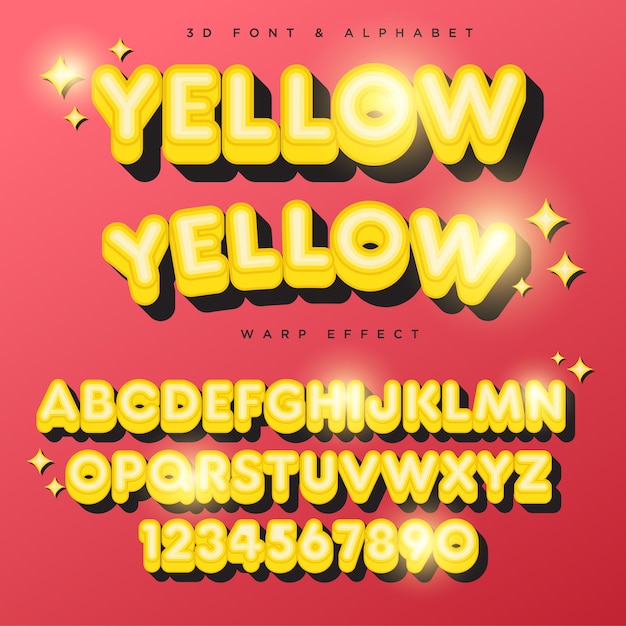 3D Yellow Stylized Lettering Text