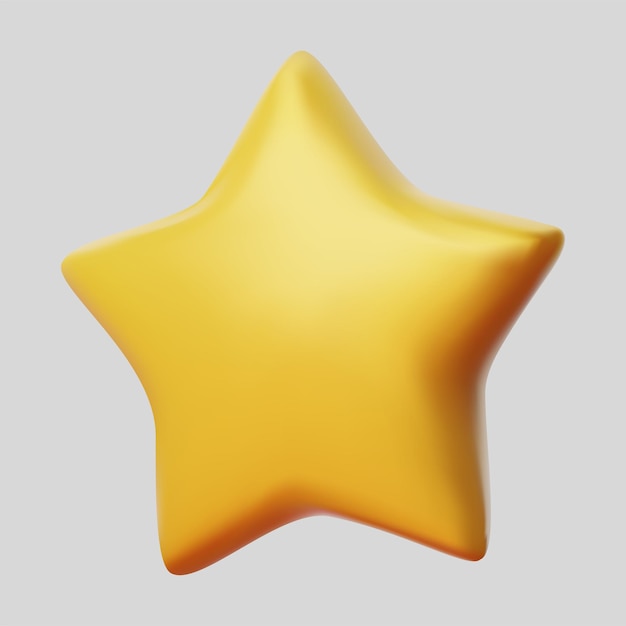 3D Yelow Star Realistic 3d design cartoon style