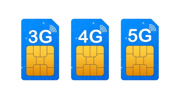 3G 4G 5G Sim Card Mobile telecommunications technology symbol