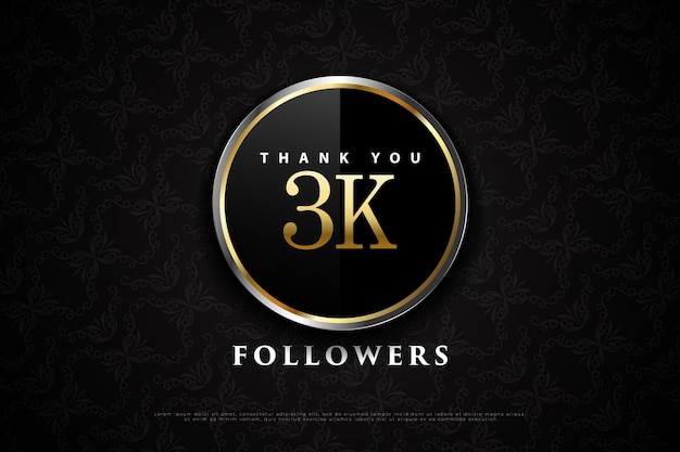 3k followers with gold circle frame.