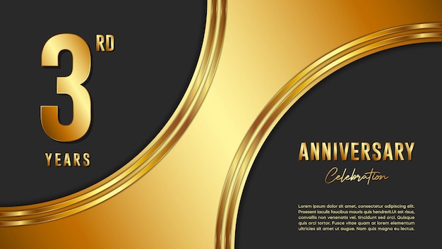 3rd Anniversary Celebration template design with gold background and numbers Vector Template