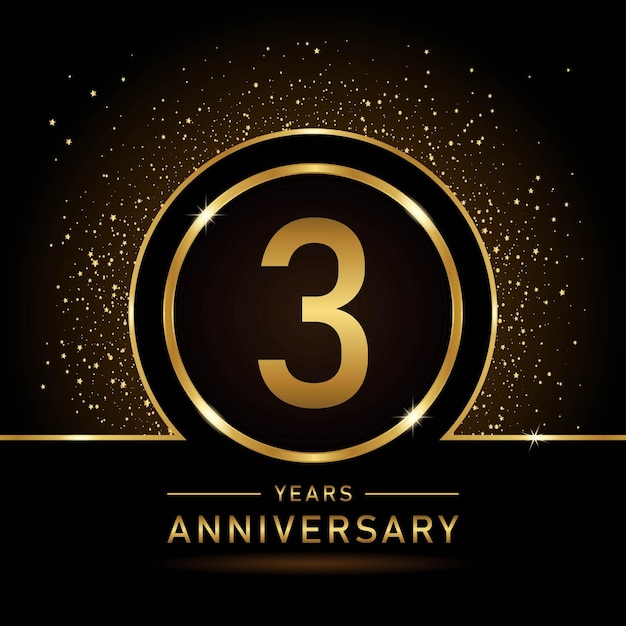 3rd Anniversary Gold color template design for birthday event Vector Template