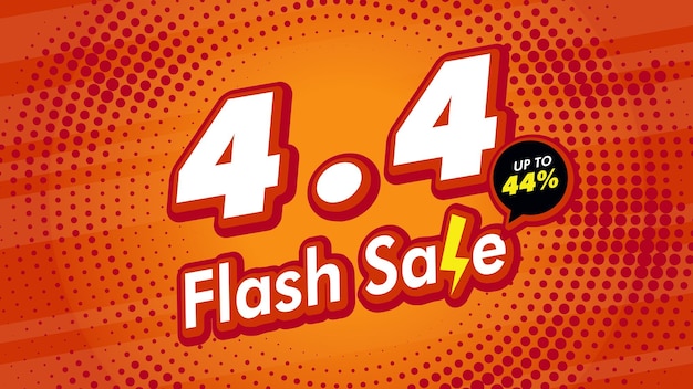 4 4 April flash sale template for shopping advertisement campaign on orange background