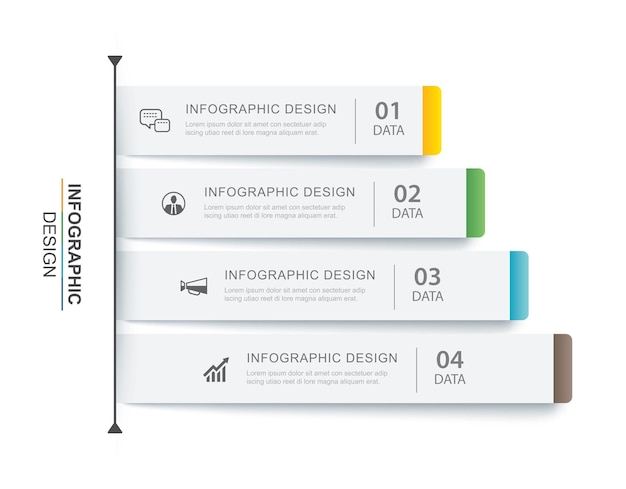 4 data infographics tab paper index template Vector illustration abstract background