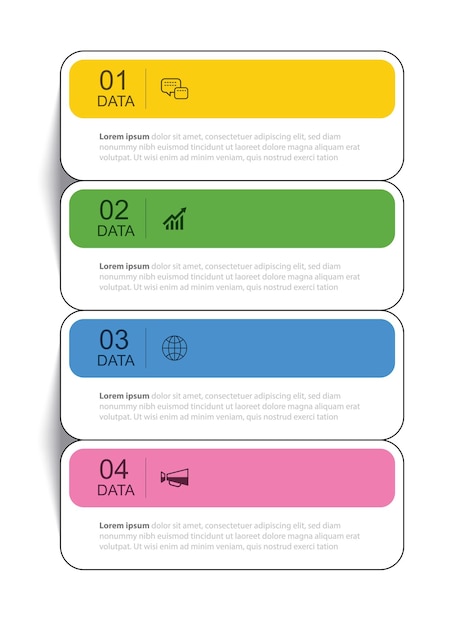 4 data infographics tab thin line index template Vector illustration abstract infographic background