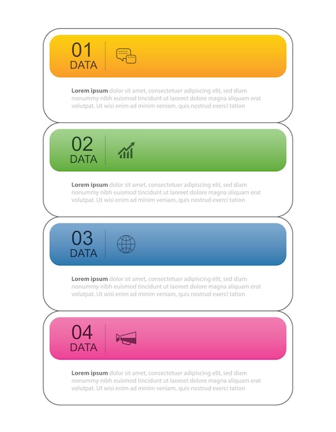 4 data infographics tab thin line index template Vector illustration abstract square infographic