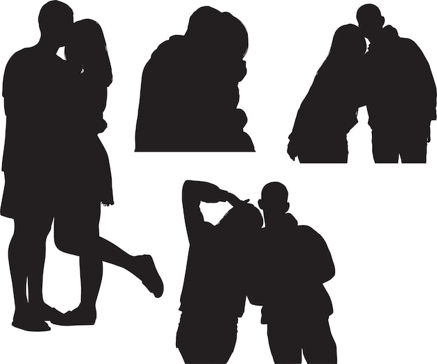 4 different couples silhouettes