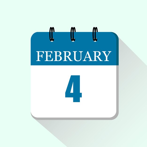 Vector 4 february vector flat daily calendar icon date and month