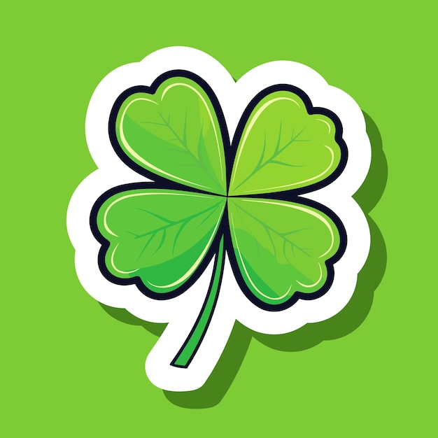 Vector 4 four leaf green clover good luck symbol cartoon sticker for st patricks day vector illustration