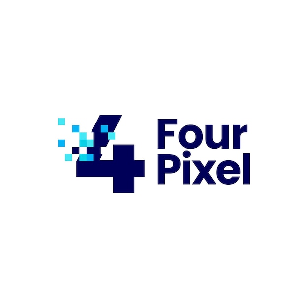 4 four number pixel mark digital 8 bit logo vector icon illustration