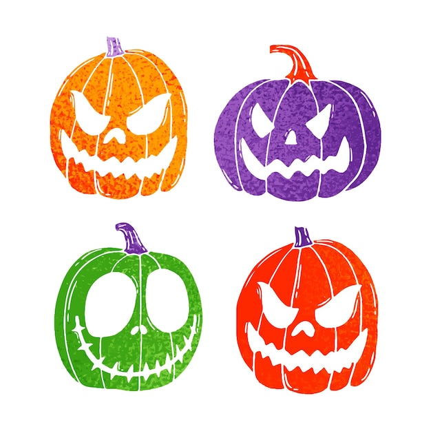 4 halloween face pumpkins