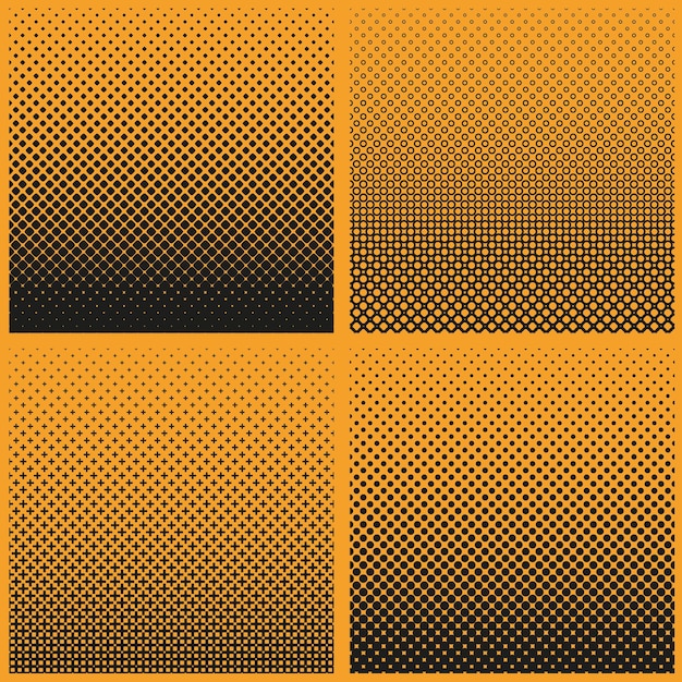 4 Images of black halftone vector gradient