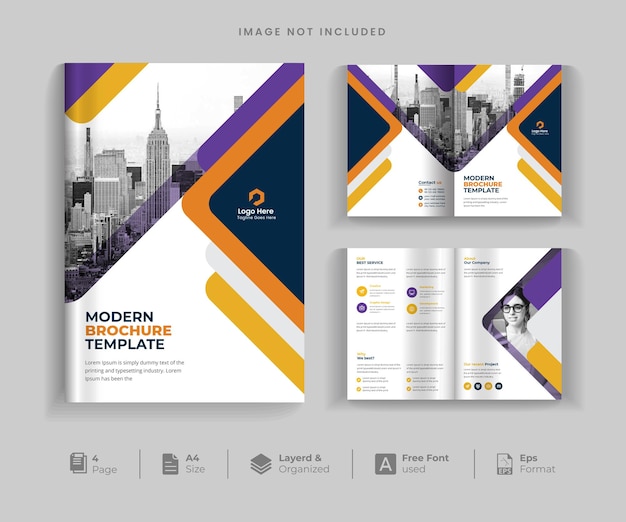 4 pages clean amp minimal multipurpose bifold brochure design or corporate company brochure design