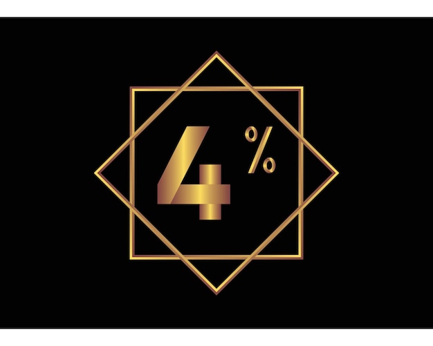 4 percent on black background gold vector image