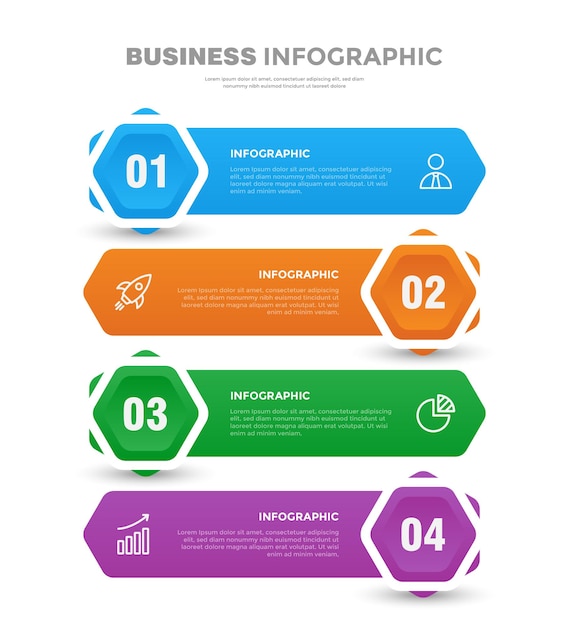 4 step flat business infographic template