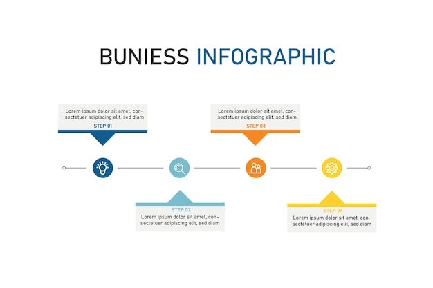 4 steps Buniess infographic 4 option timeline type workflow